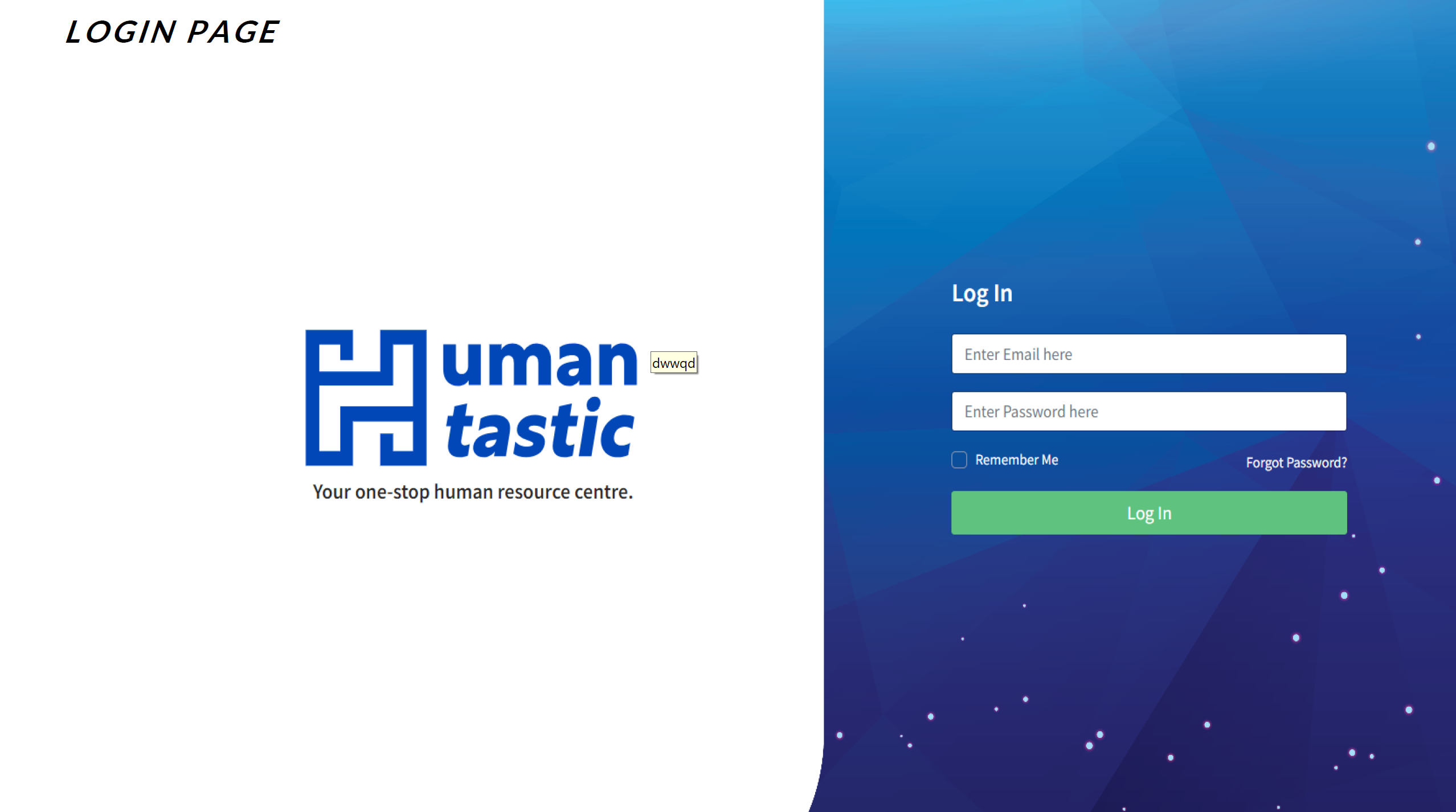 Humantastic - Login Page - Two Q Alliance Marketing 2QA